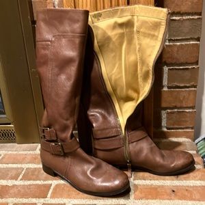 EUC Sz 8.5M Nine West brown leather boots